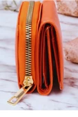 Kadın Fermuarlı Ve Çıtçıtlı Bozuk Para Bölmeli Şık Turuncu Cüzdan Kartlık Aksesuar thumbnail 4