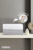 2'li Gri-Beyaz El Havlusu - 50x90 Cm, 225 Gr, %100 Pamuk, Spa Ve Otel Havlusu - 2