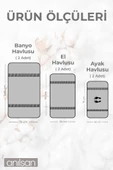 6lı Gri Greek Havlu Set 2 Adet El Havlusu 50x90, 2 Adet Banyo Havlusu 70x140 2 Adet Ayak Havlu 50x70 - 1