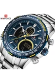 Naviforce Gri Çelik Kordon Dijital/Analog Erkek Kol Saati NF-9182M-BLUYLW thumbnail 3