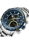 Naviforce Gri Çelik Kordon Dijital/Analog Erkek Kol Saati NF-9182M-BLUYLW thumbnail 1