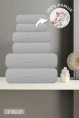 6lı Gri Greek Havlu Set 2 Adet El Havlusu 50x90, 2 Adet Banyo Havlusu 70x140 2 Adet Ayak Havlu 50x70 - 2