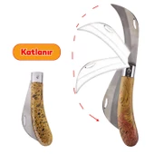 Katlanır Plastik Saplı Bıçak Çakı Soğuk Aşı Profesyonel Çelik Eğri Uç Bağ Ağaç Budama Bıçağı 1 Adet - 3