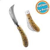 Katlanır Plastik Saplı Bıçak Çakı Soğuk Aşı Profesyonel Çelik Eğri Uç Bağ Ağaç Budama Bıçağı 1 Adet - 1