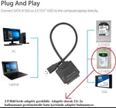 4356 Usb 3.0 To 2.5 3.5 İnç Sata Ssd Hdd Hard Disk çevirici Dönüştürücü Adaptör Kablosu thumbnail 5