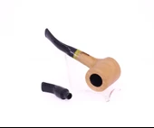 Pipsan Poker Sarı Bilezik 9mm Filtreli Çift Ağızlıklı Pipo - Naturel - 6