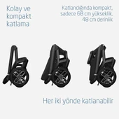 Maxi-Cosi Fame Portbebeli Led Işıklı Entegre Telefon Şarj Üniteli Premium Bebek Arabası Twillic Black - 8