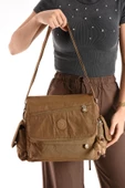 Çapraz Askılı Ultra Hafif Çok Cepli Bayan Omuz Çantası Taba (Model: 571-6N) - 1