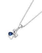 Diamond Serisi Safir Damla Kalp Çiçek Gümüş Kadın Kolye thumbnail 2
