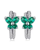 Zümrüt Taşlı Işıltılı Diamond Fiyonk Kelebek Kadın Gümüş Küpe thumbnail 1