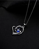 Diamond Serisi Safir Tektaş Kalp Stylish/Night Gümüş Kadın Kolye thumbnail 4
