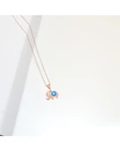 Opal Mavi Taşlı Fil Figürlü Gümüş Kadın Kolye thumbnail 2