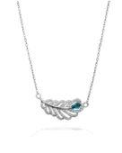 Aquamarin Taşı Lusso Yaprak Model Diamond Kadın Gümüş Kolye - 1