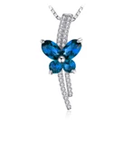 Safir Taşlı Işıltılı Diamond Fiyonk Kelebek Kadın Gümüş Kolye thumbnail 1