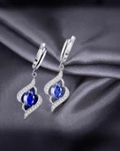 Safir Taşlı Gözyaşı Damla Model Sallantılı Kadın Gümüş Küpe thumbnail 2