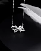 Zirconia Taşlı Işıltılı Diamond Fiyonk Model Kadın Gümüş Kolye thumbnail 2