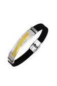 Sarı Greek Desenli Silikon Çelik Erkek Bileklik thumbnail 1