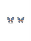 925 Ayar Gümüş Minimal Kelebek Kadın Küpe thumbnail 1