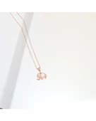 Opal Beyaz Taşlı Fil Figürlü Gümüş Kadın Kolye - 2