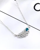 Aquamarin Taşı Lusso Yaprak Model Diamond Kadın Gümüş Kolye - 2