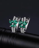 Zümrüt Taşlı Işıltılı Diamond Fiyonk Kelebek Kadın Gümüş Küpe thumbnail 2