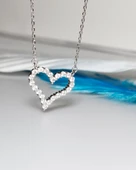 Diamond Swarovski Taşlı Kalp Kadın Gümüş Kolye thumbnail 2