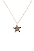 925 Ayar Gümüş Rose Gold Taşlı Yıldız Kadın Kolye thumbnail 1