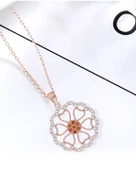 Lusso Çok Kalpli Circle Kadın Gümüş Kolye Rose Kaplama thumbnail 2