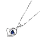 Diamond Serisi Safir Tektaş Kalp Stylish/Night Gümüş Kadın Kolye thumbnail 2