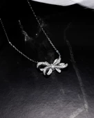 Zirconia Taşlı Işıltılı Diamond Fiyonk Model Kadın Gümüş Kolye thumbnail 3