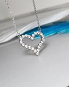 Diamond Swarovski Taşlı Kalp Kadın Gümüş Kolye thumbnail 3