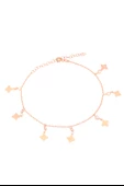 Rose Gold Sallantılı Taşlı Gümüş Kadın Ayak Halhal - 1