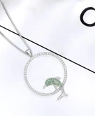 Halka Model Yunus Balığı Dolphin Kadın Gümüş Kolye - 3