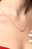 925 Ayar Rose Gold Başak Kadın Gümüş Kolye - 2