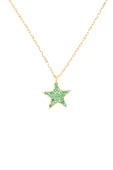925 Ayar Gümüş Altın Kaplama Taşlı Yıldız Kadın Kolye thumbnail 4