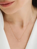 925 Ayar Rose Gold Sonsuzluk Model Sade Zarif Minimal Kadın Kolye thumbnail 2