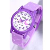 Q&Q VR99J014Y Lila Mor Su Geçirmez Kraliçe Kedi Desenli Rakamlı Kız Çocuk Kol Saati - 4