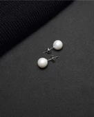 Doğal Su İncisi Kadın Stylish Evening Dress Gümüş Küpe 9 MM thumbnail 3