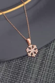 Rose Renk Kar Tanesi Gümüş Kolye - 1