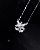 Zirconia Taşlı Işıltılı Diamond Fiyonk Model Kadın Gümüş Kolye thumbnail 4