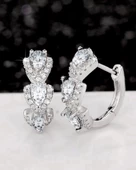 Zirconia Taşlı Diamond Stylish Night Halka Kadın Gümüş Küpe 17 MM thumbnail 4
