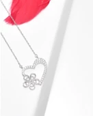 Luck Serisi Kalbimin Çiçeği Kalp Gümüş Kadın Kolye thumbnail 3