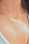 Gold İnce Toplu Zincir Model Kolye 45 cm thumbnail 3