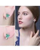 Zümrüt Taşlı Işıltılı Diamond Fiyonk Kelebek Kadın Gümüş Küpe thumbnail 3