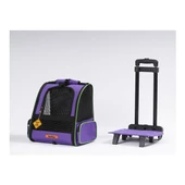Brave Paws Tekerlekli Plastik Fileli Kedi ve Köpek Taşıma Çantası Çekçek Mekanizmalı Yıkanabilir Mor - 4
