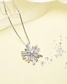 Swr Diamond Seri Elegant Design Kar Tanesi Kadın Gümüş Kolye - 3