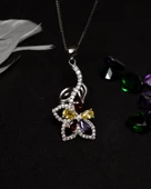 Renkli Bahar Çiçeği Love Flower Kadın Gümüş Kolye - 3