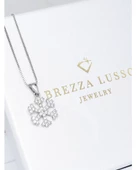 Swarovski Taşlı Özel Tasarım Kar Tanesi Snowflake Kadın Gümüş Kolye thumbnail 3