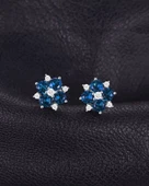 Safir Taşlı Elegant Stylish Night Kadın Gümüş Küpe thumbnail 4