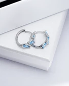 Aquamarin Marquise Diamond Night Halka Kadın Gümüş Küpe 17 MM - 3